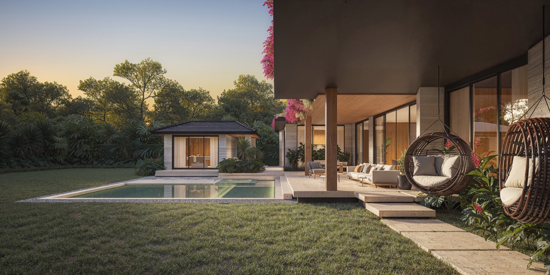 11840 SW 70th Avenue — Pool House at Dusk